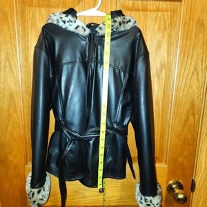 Girls black leather put it jacket made by KC Collections size extra large youth